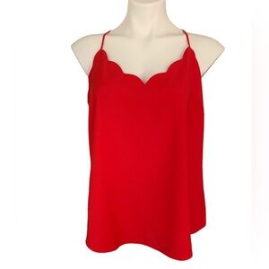J Crew NWT Red Scalloped Edge Camisole Top Work Career Wear Sz 12